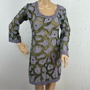 Letarte Women’s size Small Green & Gray Mesh Swim Cover Up